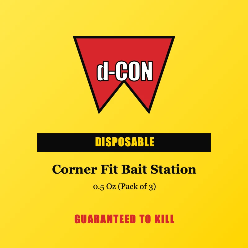 d-Con Disposable Corner Fit Mouse Bait Station, 0.5 oz, pack of 3 transparent bait stations