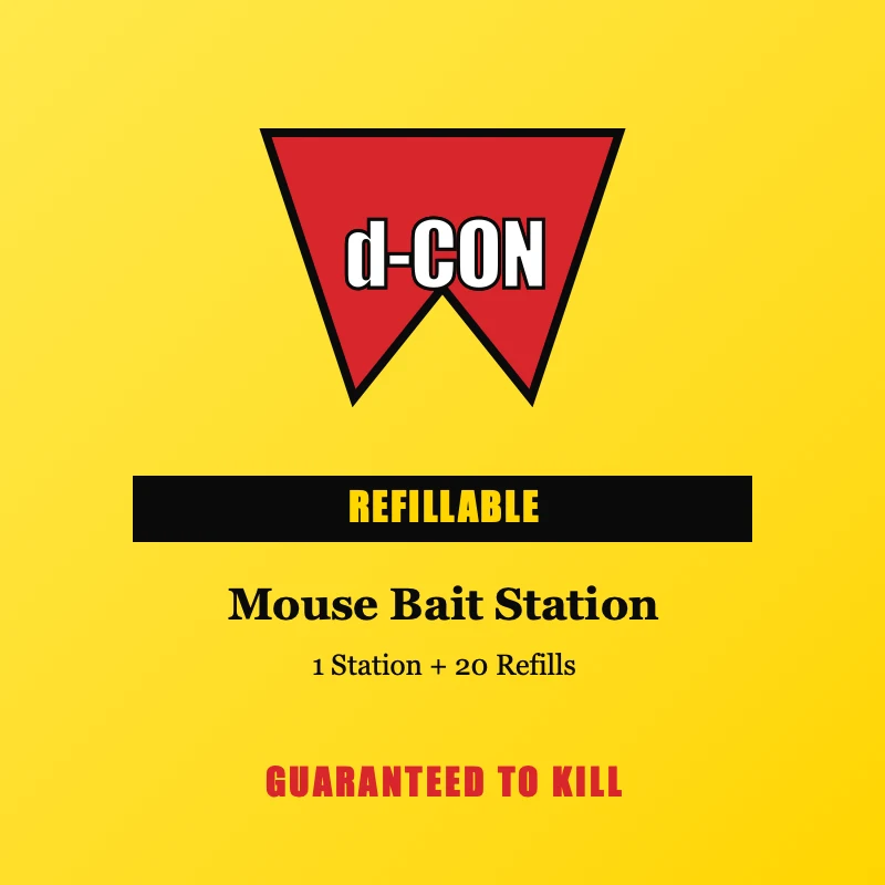 D-Con Refillable Mouse Bait Station with 1 station plus 20 refill baits for long-term rodent control